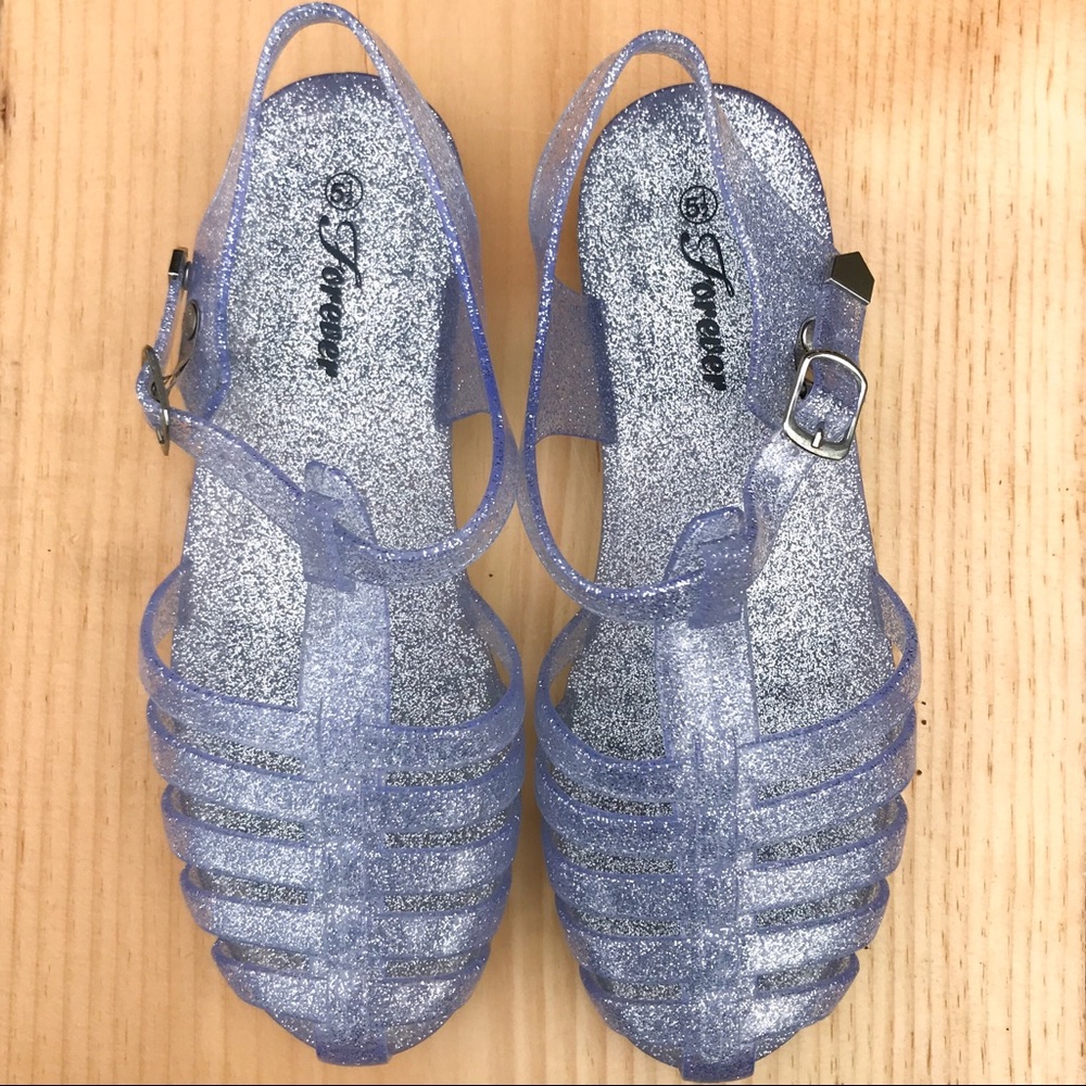 Clear Glitter Jelly Sandals